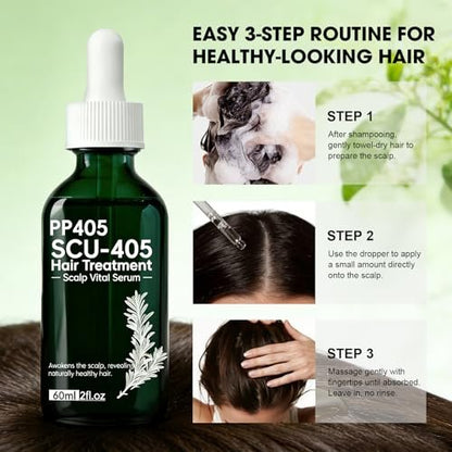 PP405 Hair Treatment Serum – Lightweight Scalp Serum for Healthier-Looking, Fuller-Feeling Hair – Nourishing Formula with Hyaluronic Acid & Biotin for Men and Women, All Hair Types Avelisse