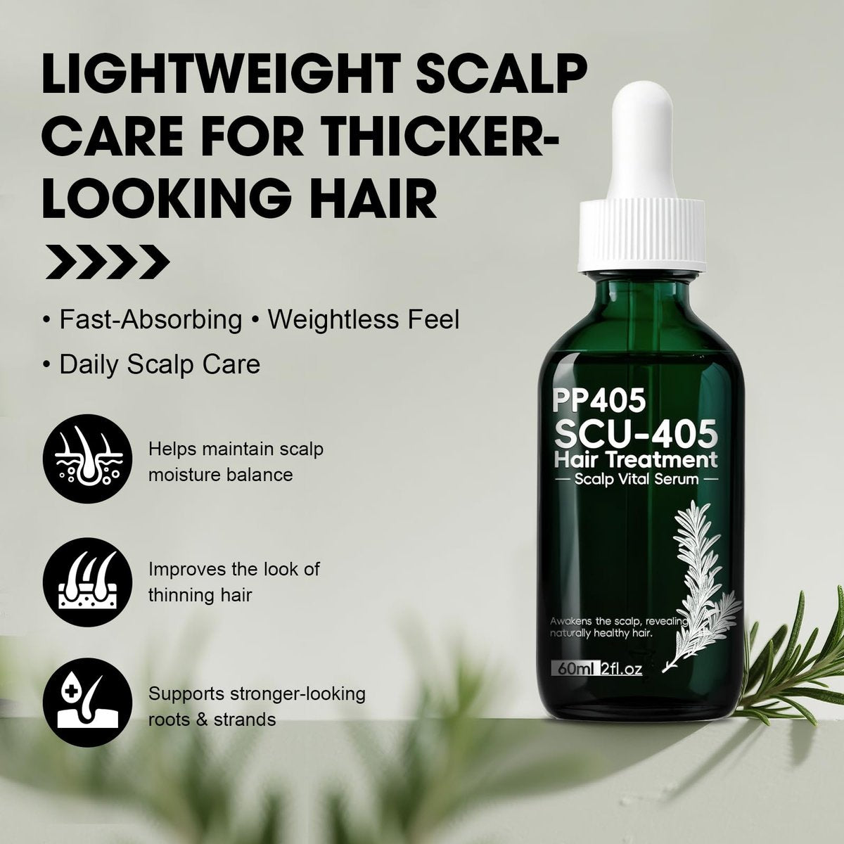 PP405 Hair Treatment Serum – Lightweight Scalp Serum for Healthier-Looking, Fuller-Feeling Hair – Nourishing Formula with Hyaluronic Acid & Biotin for Men and Women, All Hair Types Avelisse