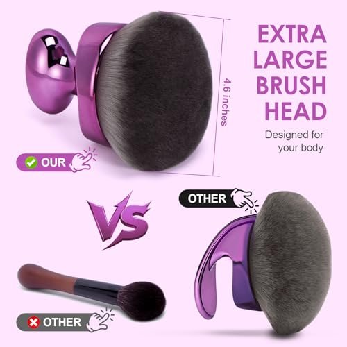 BABYSHEEP Blend & Blur Extra Large Body Kabuki Brush & Self Tanner Brush - Purple (Large) with Protective Bag Avelisse