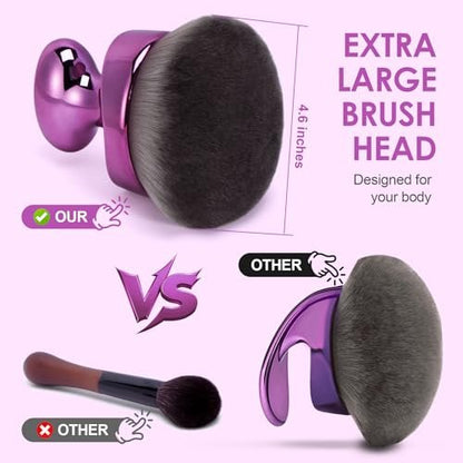 BABYSHEEP Blend & Blur Extra Large Body Kabuki Brush & Self Tanner Brush - Purple (Large) with Protective Bag Avelisse