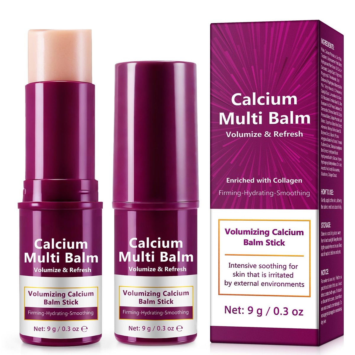 Acorn + Oak Calcium Multi Balm Stick 2 Pack - Collagen Infused Eye & Face Balm, Wrinkle Repair Cream for Deep Wrinkles, Anti-Aging Firming Stick with Intense Hydration Avelisse