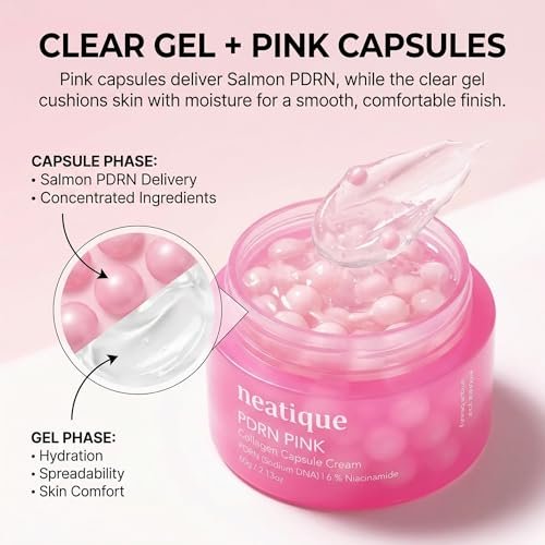Neatique PDRN Capsule Cream with Salmon DNA Collagen & 6% Niacinamide – Firming & Hydrating Face Moisturizer for Plump, Smooth, Dewy-Looking Skin, Lightweight 2.13 oz Avelisse