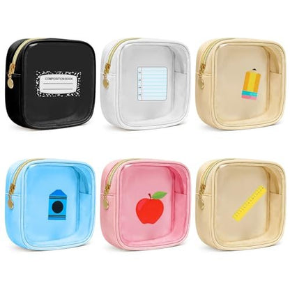 Sanwuta 6 Pcs Mini Makeup Bag Set - Clear Zipper Cosmetic Travel Pouches for Women, Teacher Appreciation Gifts Avelisse