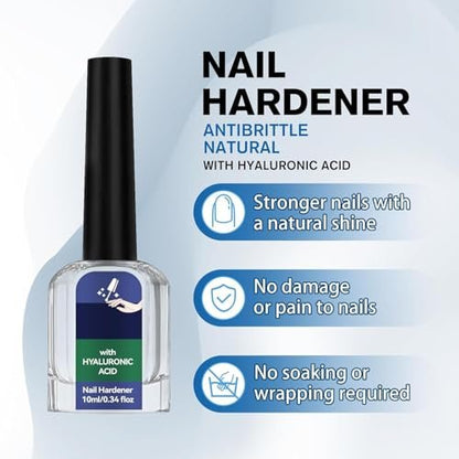 Beambalm Nail Hardener with Hyaluronic Acid – Gentle & Effective Natural Nail Repair, Repairs Cracked Cuticles, Anti-Fracture Natural Luster, Calcium-Infused Fast Absorbing Treatment (0.12 Fl Oz)