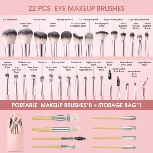 112-Piece Pink Makeup Brushes Set - Professional Makeup Kit with Case, Eye and Face Brushes & Tools for Beginners Avelisse
