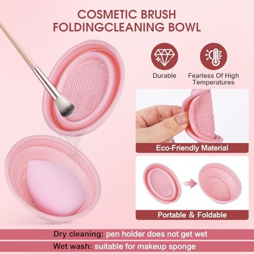 112-Piece Pink Makeup Brushes Set - Professional Makeup Kit with Case, Eye and Face Brushes & Tools for Beginners Avelisse