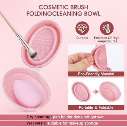 112-Piece Pink Makeup Brushes Set - Professional Makeup Kit with Case, Eye and Face Brushes & Tools for Beginners Avelisse
