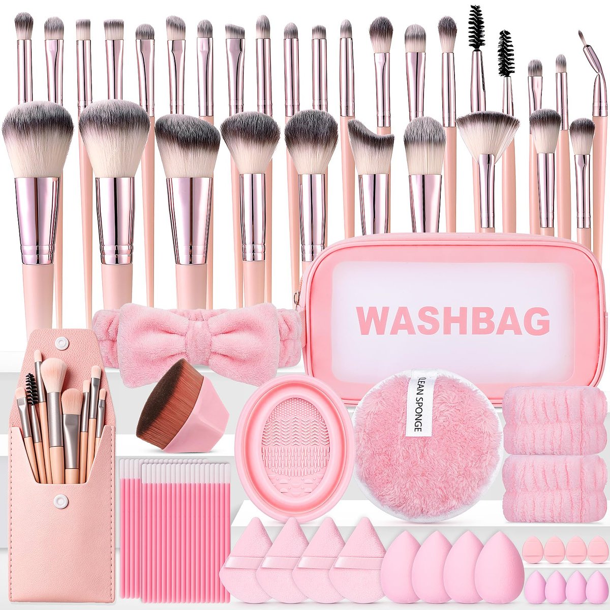 112-Piece Pink Makeup Brushes Set - Professional Makeup Kit with Case, Eye and Face Brushes & Tools for Beginners Avelisse