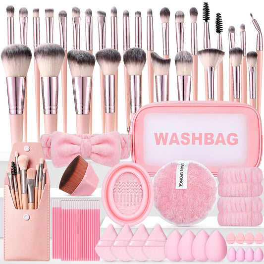 112-Piece Pink Makeup Brushes Set - Professional Makeup Kit with Case, Eye and Face Brushes & Tools for Beginners Avelisse