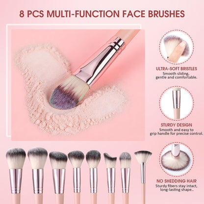 112-Piece Pink Makeup Brushes Set - Professional Makeup Kit with Case, Eye and Face Brushes & Tools for Beginners Avelisse