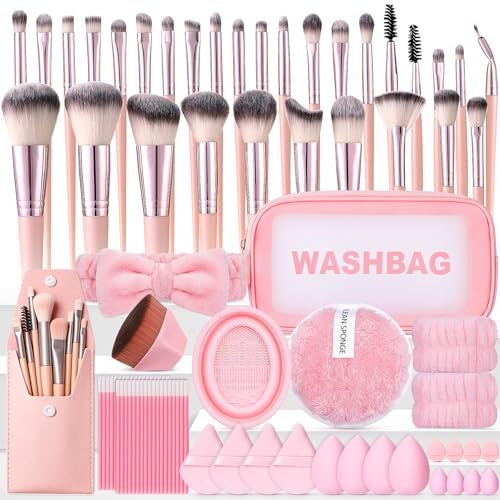 112-Piece Pink Makeup Brushes Set - Professional Makeup Kit with Case, Eye and Face Brushes & Tools for Beginners Avelisse