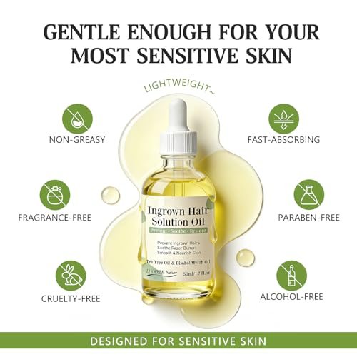 Ingrown Hair Treatment Oil Serum – 1.7 oz Soothing After Shave Oil Prevents Ingrown Hairs, Soothes Razor Bumps, Reduces Redness & Irritation for Bikini Area, Legs, Underarms, Neck, Beard & Face Avelisse
