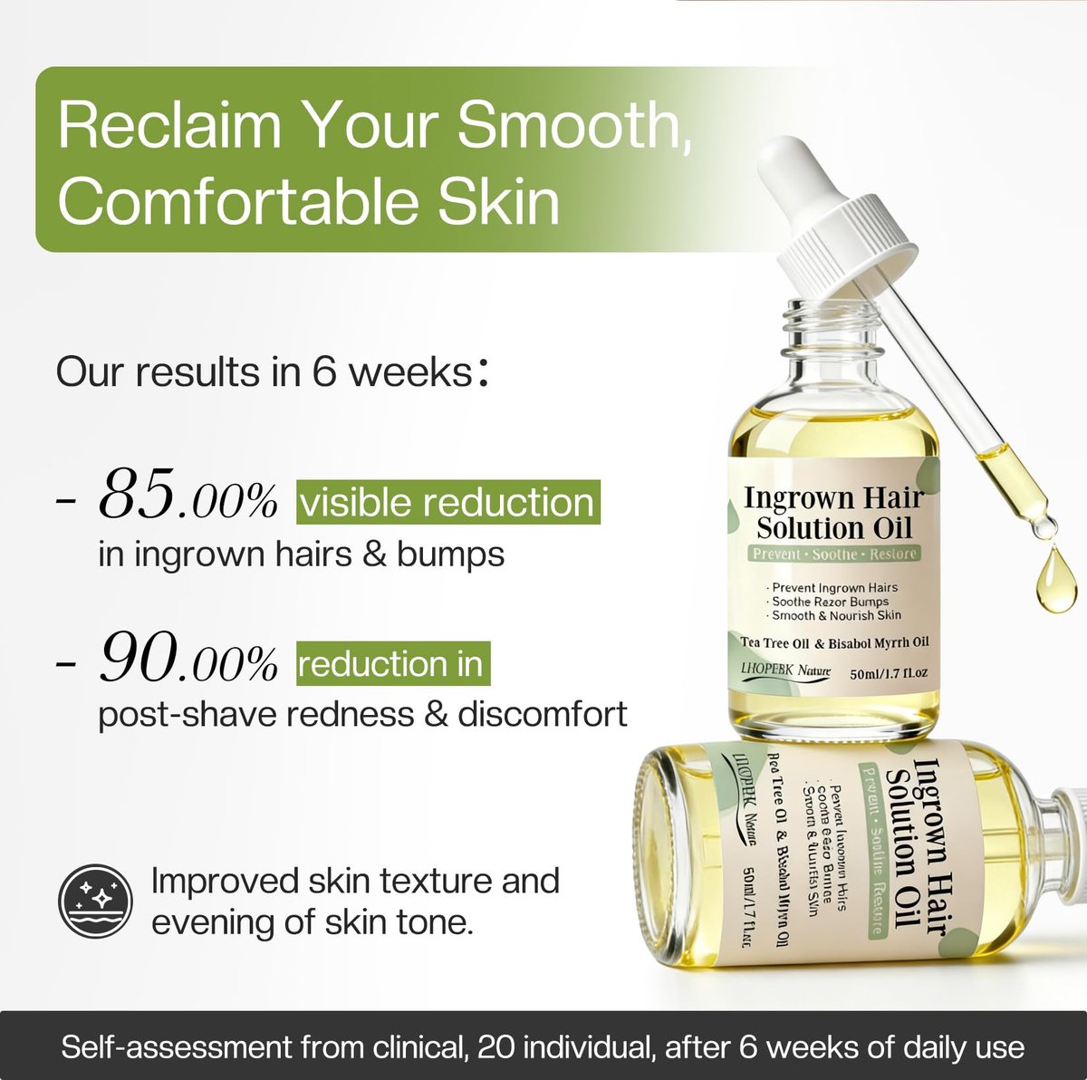 Ingrown Hair Treatment Oil Serum – 1.7 oz Soothing After Shave Oil Prevents Ingrown Hairs, Soothes Razor Bumps, Reduces Redness & Irritation for Bikini Area, Legs, Underarms, Neck, Beard & Face Avelisse