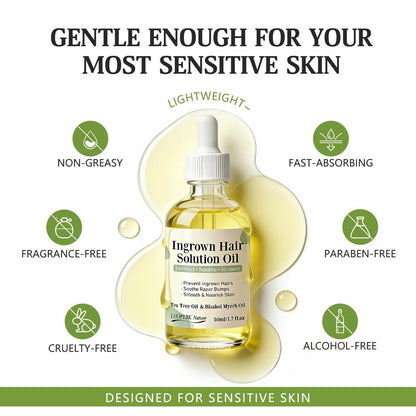 Ingrown Hair Treatment Oil Serum – 1.7 oz Soothing After Shave Oil Prevents Ingrown Hairs, Soothes Razor Bumps, Reduces Redness & Irritation for Bikini Area, Legs, Underarms, Neck, Beard & Face Avelisse