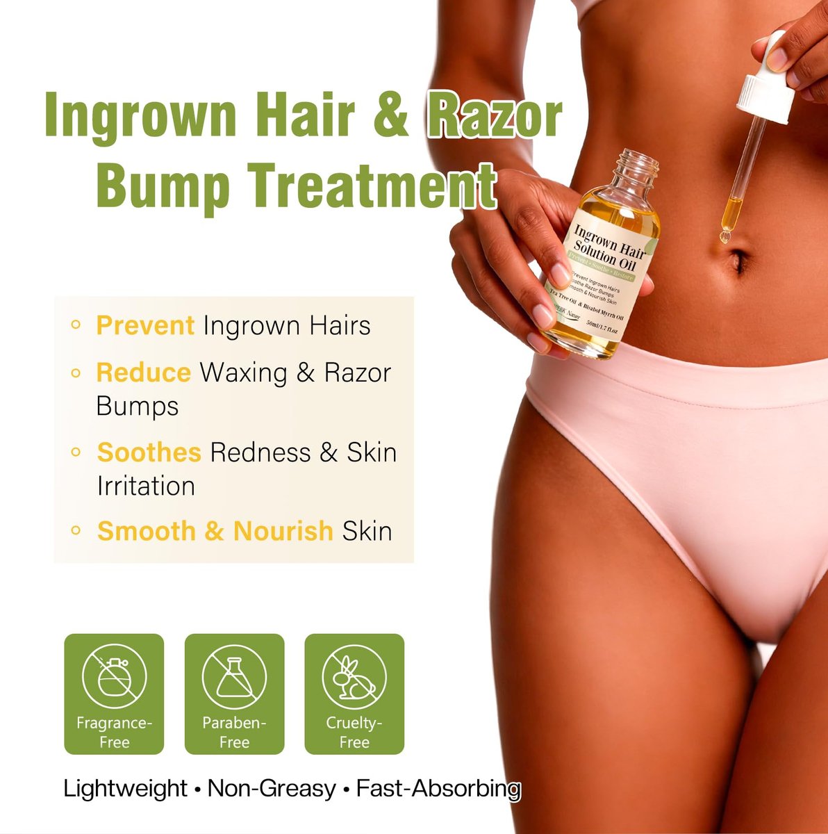 Ingrown Hair Treatment Oil Serum – 1.7 oz Soothing After Shave Oil Prevents Ingrown Hairs, Soothes Razor Bumps, Reduces Redness & Irritation for Bikini Area, Legs, Underarms, Neck, Beard & Face Avelisse