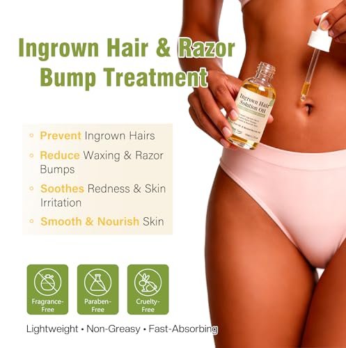 Ingrown Hair Treatment Oil Serum – 1.7 oz Soothing After Shave Oil Prevents Ingrown Hairs, Soothes Razor Bumps, Reduces Redness & Irritation for Bikini Area, Legs, Underarms, Neck, Beard & Face Avelisse