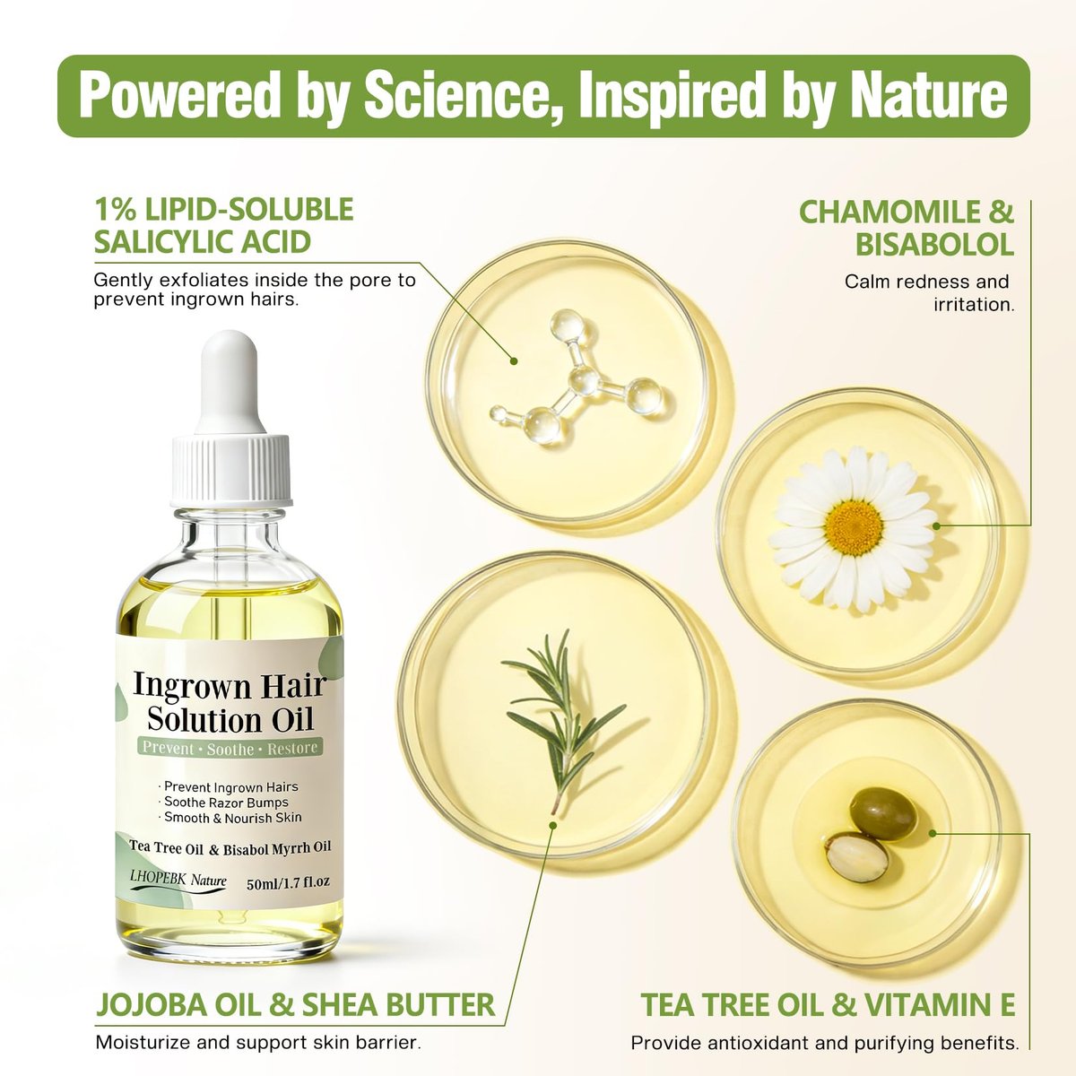 Ingrown Hair Treatment Oil Serum – 1.7 oz Soothing After Shave Oil Prevents Ingrown Hairs, Soothes Razor Bumps, Reduces Redness & Irritation for Bikini Area, Legs, Underarms, Neck, Beard & Face Avelisse
