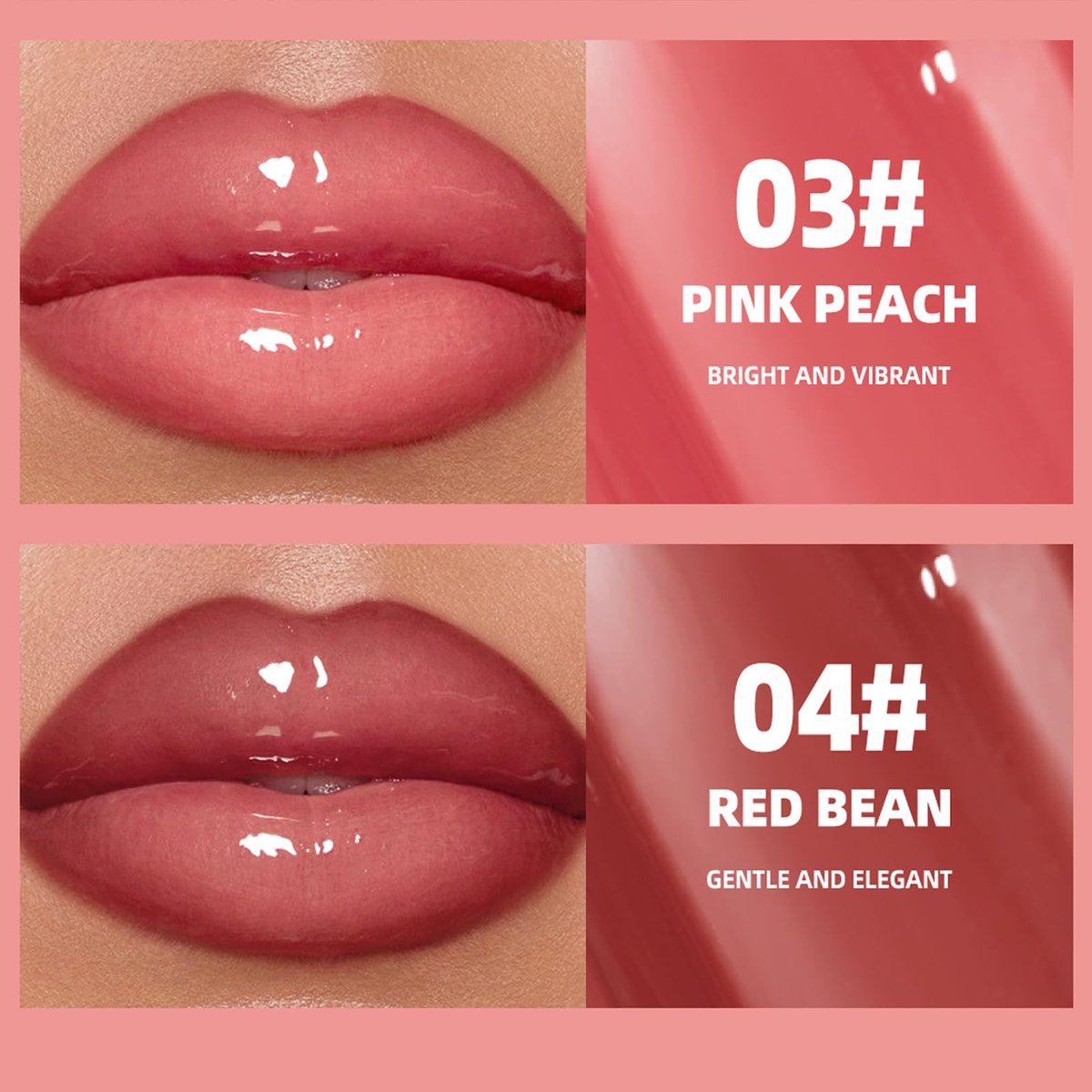 Bekoeen 4Pcs Tinted Lip Gloss Set - Hydrating Lip Plumper with High Shine Glass Finish, Long-Lasting Moisturizing Jelly Lipstick for Women - görsel 11