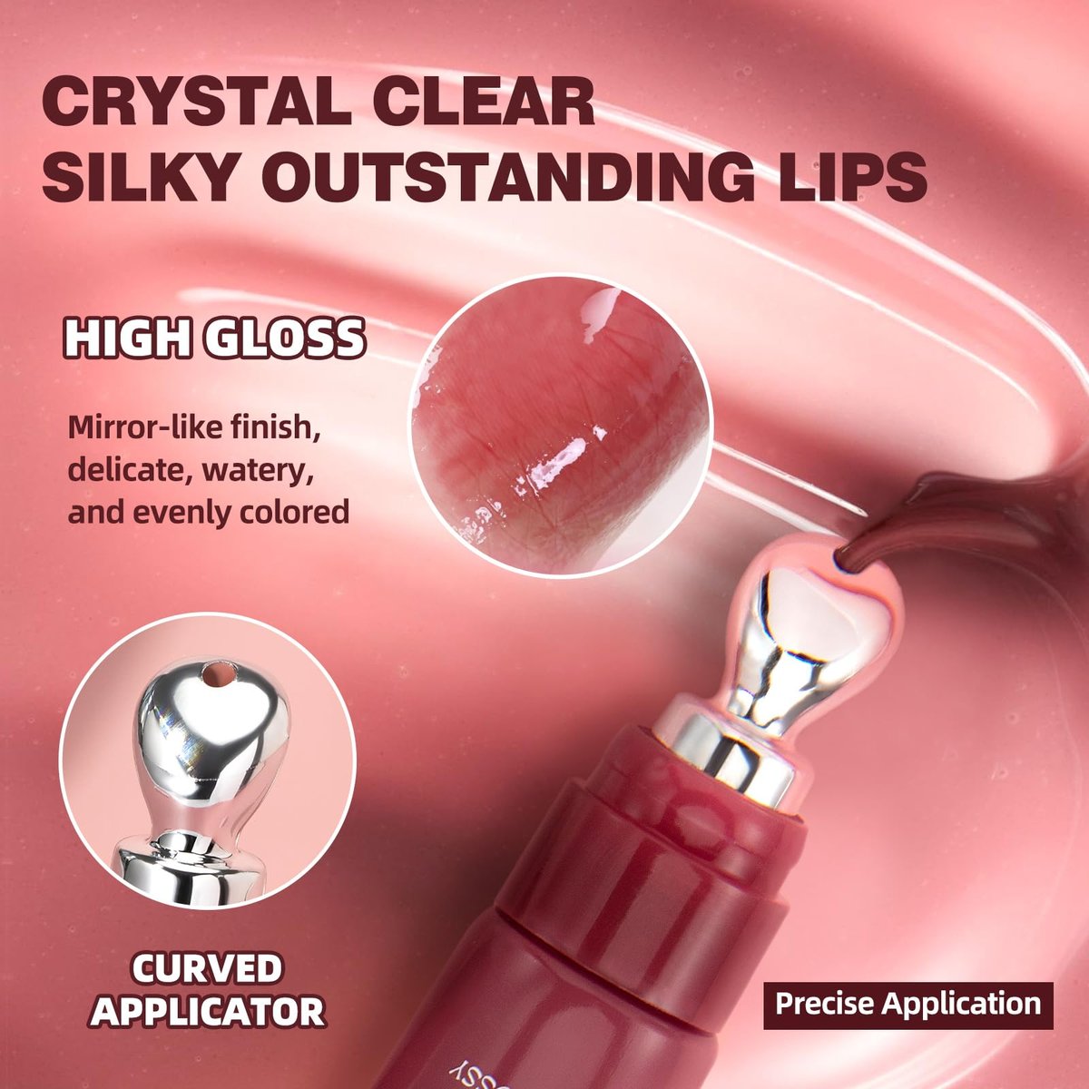 Bekoeen 4Pcs Tinted Lip Gloss Set - Hydrating Lip Plumper with High Shine Glass Finish, Long-Lasting Moisturizing Jelly Lipstick for Women - görsel 5