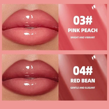 Bekoeen 4Pcs Tinted Lip Gloss Set - Hydrating Lip Plumper with High Shine Glass Finish, Long-Lasting Moisturizing Jelly Lipstick for Women