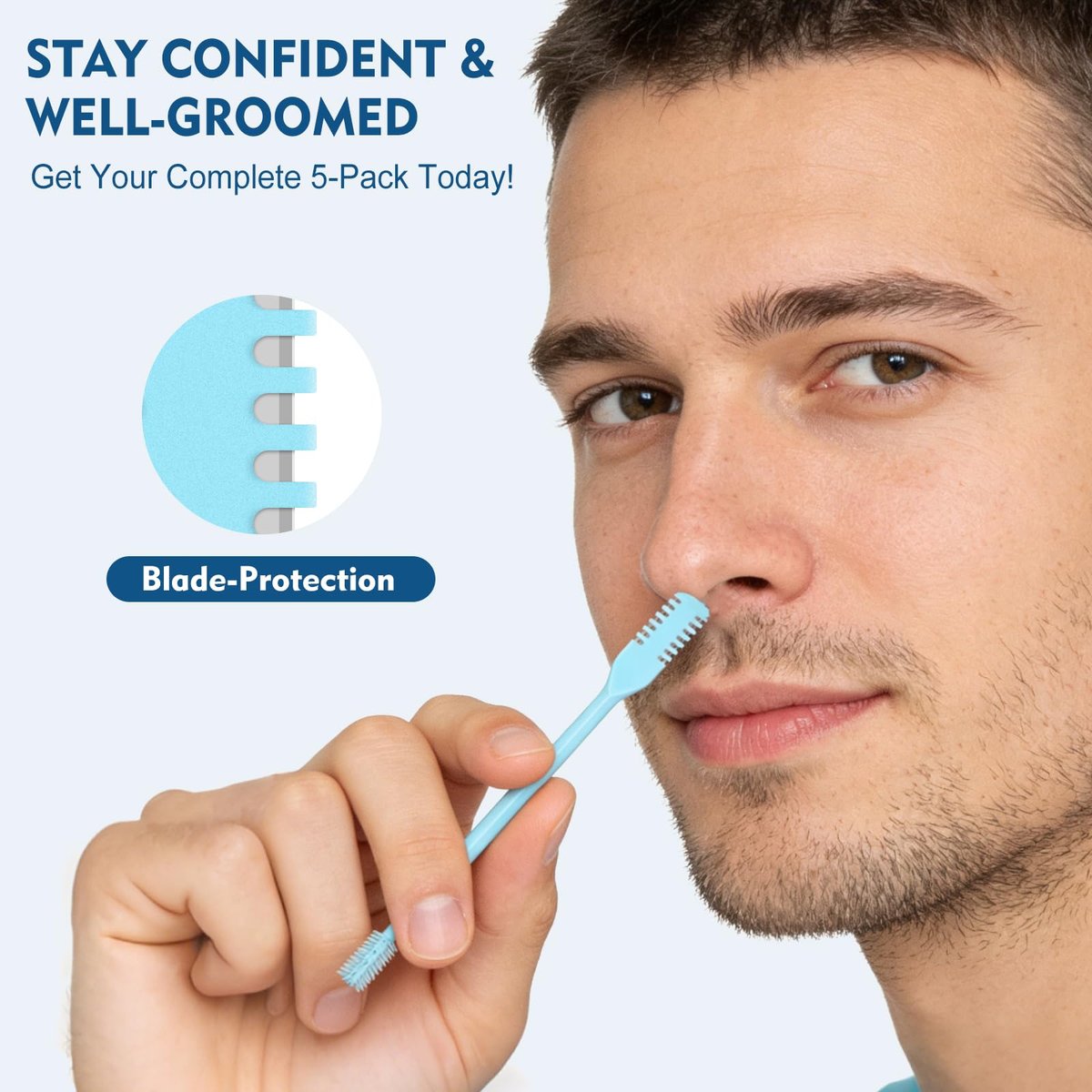 CNURO 5-Pack 360° Rotating Nose Hair Trimmer - Upgraded Double-Sided Nose Hair Cutter for Men and Women (White, Gray, Pink, Blue, Green) - görsel 13