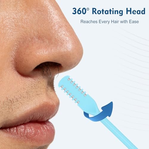 CNURO 5-Pack 360° Rotating Nose Hair Trimmer - Upgraded Double-Sided Nose Hair Cutter for Men and Women (White, Gray, Pink, Blue, Green) - görsel 8