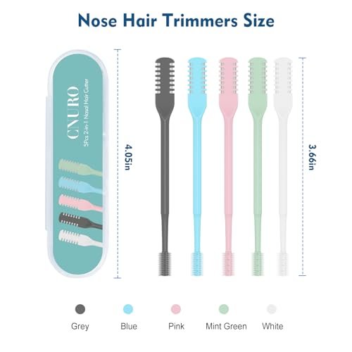 CNURO 5-Pack 360° Rotating Nose Hair Trimmer - Upgraded Double-Sided Nose Hair Cutter for Men and Women (White, Gray, Pink, Blue, Green) - görsel 4