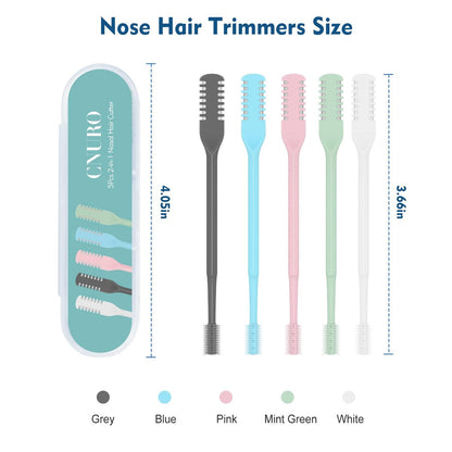 CNURO 5-Pack 360° Rotating Nose Hair Trimmer - Upgraded Double-Sided Nose Hair Cutter for Men and Women (White, Gray, Pink, Blue, Green)