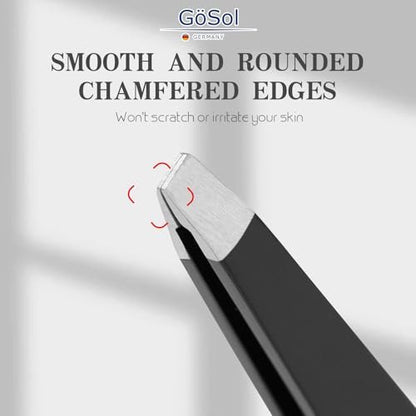 4-Piece Professional Stainless Steel Tweezers Set - Slant, Pointed & Flat Tips for Eyebrow & Facial Hair Removal