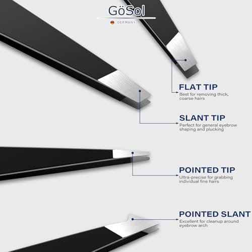 4-Piece Professional Stainless Steel Tweezers Set - Slant, Pointed & Flat Tips for Eyebrow & Facial Hair Removal - görsel 6