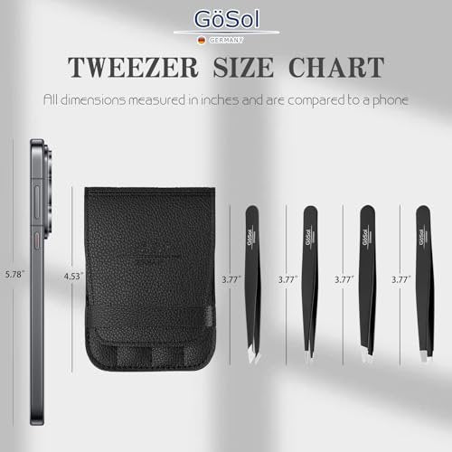 4-Piece Professional Stainless Steel Tweezers Set - Slant, Pointed & Flat Tips for Eyebrow & Facial Hair Removal - görsel 16