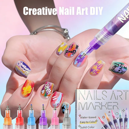 MUZAMOX Nail Art Pens - 12-Color Kit with 0.5mm Fine Tip, Quick-Dry Nail Polish Pens for Painting, Dotting & Drawing Designs Avelisse