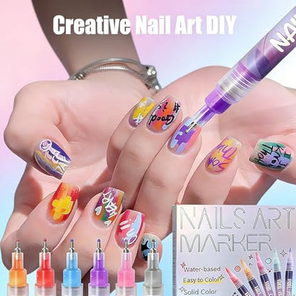 MUZAMOX Nail Art Pens - 12-Color Kit with 0.5mm Fine Tip, Quick-Dry Nail Polish Pens for Painting, Dotting & Drawing Designs Avelisse