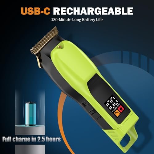 Elehomyou Beard Trimmer for Men, Rechargeable Cordless Hair Clipper with LED Display & Hangable Design, 180min Runtime, 6 Combs, Type-C Charging for Face, Neck, Groin & Manscaping, Ideal Gift - görsel 10