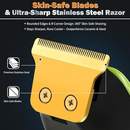 Elehomyou Beard Trimmer for Men, Rechargeable Cordless Hair Clipper with LED Display & Hangable Design, 180min Runtime, 6 Combs, Type-C Charging for Face, Neck, Groin & Manscaping, Ideal Gift