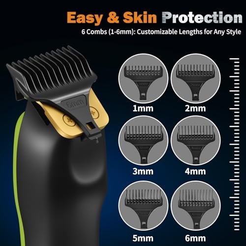 Elehomyou Beard Trimmer for Men, Rechargeable Cordless Hair Clipper with LED Display & Hangable Design, 180min Runtime, 6 Combs, Type-C Charging for Face, Neck, Groin & Manscaping, Ideal Gift - görsel 6
