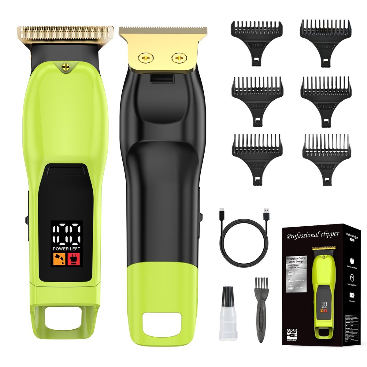 Elehomyou Beard Trimmer for Men, Rechargeable Cordless Hair Clipper with LED Display & Hangable Design, 180min Runtime, 6 Combs, Type-C Charging for Face, Neck, Groin & Manscaping, Ideal Gift - görsel 1