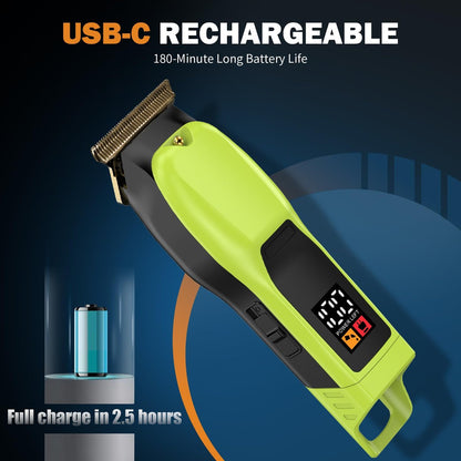 Elehomyou Beard Trimmer for Men, Rechargeable Cordless Hair Clipper with LED Display & Hangable Design, 180min Runtime, 6 Combs, Type-C Charging for Face, Neck, Groin & Manscaping, Ideal Gift