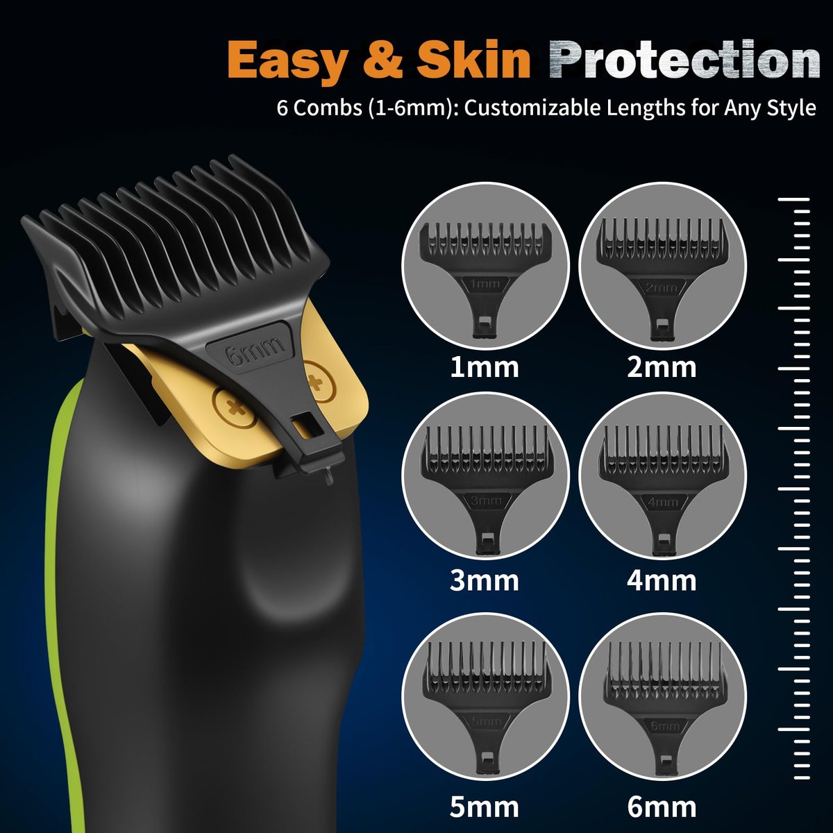 Elehomyou Beard Trimmer for Men, Rechargeable Cordless Hair Clipper with LED Display & Hangable Design, 180min Runtime, 6 Combs, Type-C Charging for Face, Neck, Groin & Manscaping, Ideal Gift - görsel 5