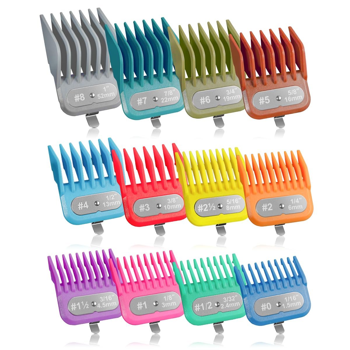 LAVEST Clipper Guards Set Compatible with Andis & Oster – #0 to #8 (1/16" to 1") – Multicolor Avelisse