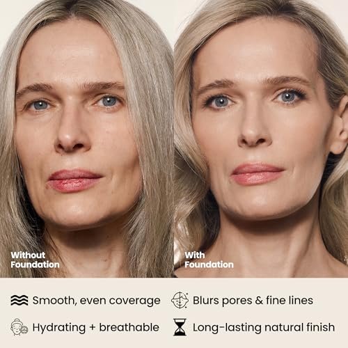 Hush Glow™ Foundation Cushion SPF 30 – Skincare-Infused Lightweight Foundation with Mushroom Applicator for Mature Skin, Hyaluronic Acid & Peptides, Buildable Natural Coverage (Brunet Brown) Avelisse