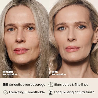 Hush Glow™ Foundation Cushion SPF 30 – Skincare-Infused Lightweight Foundation with Mushroom Applicator for Mature Skin, Hyaluronic Acid & Peptides, Buildable Natural Coverage (Brunet Brown) Avelisse
