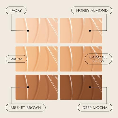 Hush Glow™ Foundation Cushion SPF 30 – Skincare-Infused Lightweight Foundation with Mushroom Applicator for Mature Skin, Hyaluronic Acid & Peptides, Buildable Natural Coverage (Brunet Brown) Avelisse