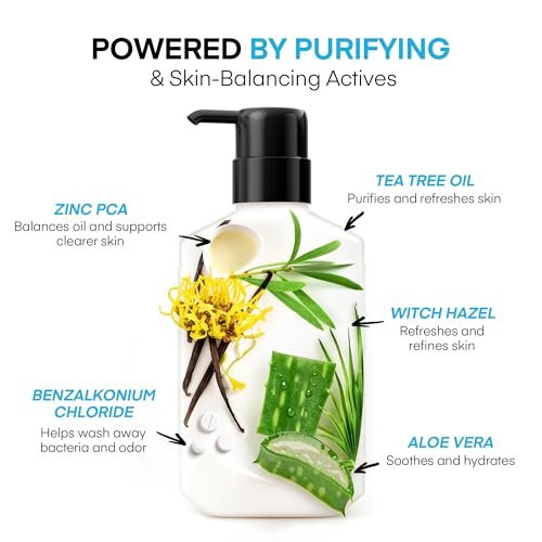 ProBliva Antibacterial Body Wash for Body Acne & Breakouts - Tea Tree Cleanser for Back Acne, Body Odor & Razor Bumps - Daily Body Wash for Oily & Acne-Prone Skin, Men & Women, 16.9 fl oz Avelisse