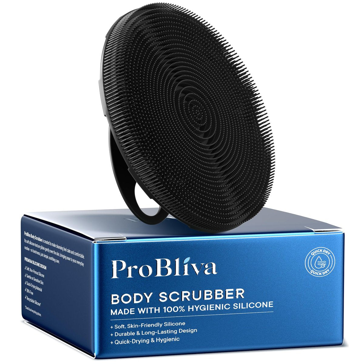 ProBliva Silicone Body Scrubber for Shower - Gentle Exfoliating & Lather Boosting Soft Silicone Cleansing Brush, Deep Clean for Sweat- and Moisture-Prone Areas with Body Wash, for Men & Women Avelisse