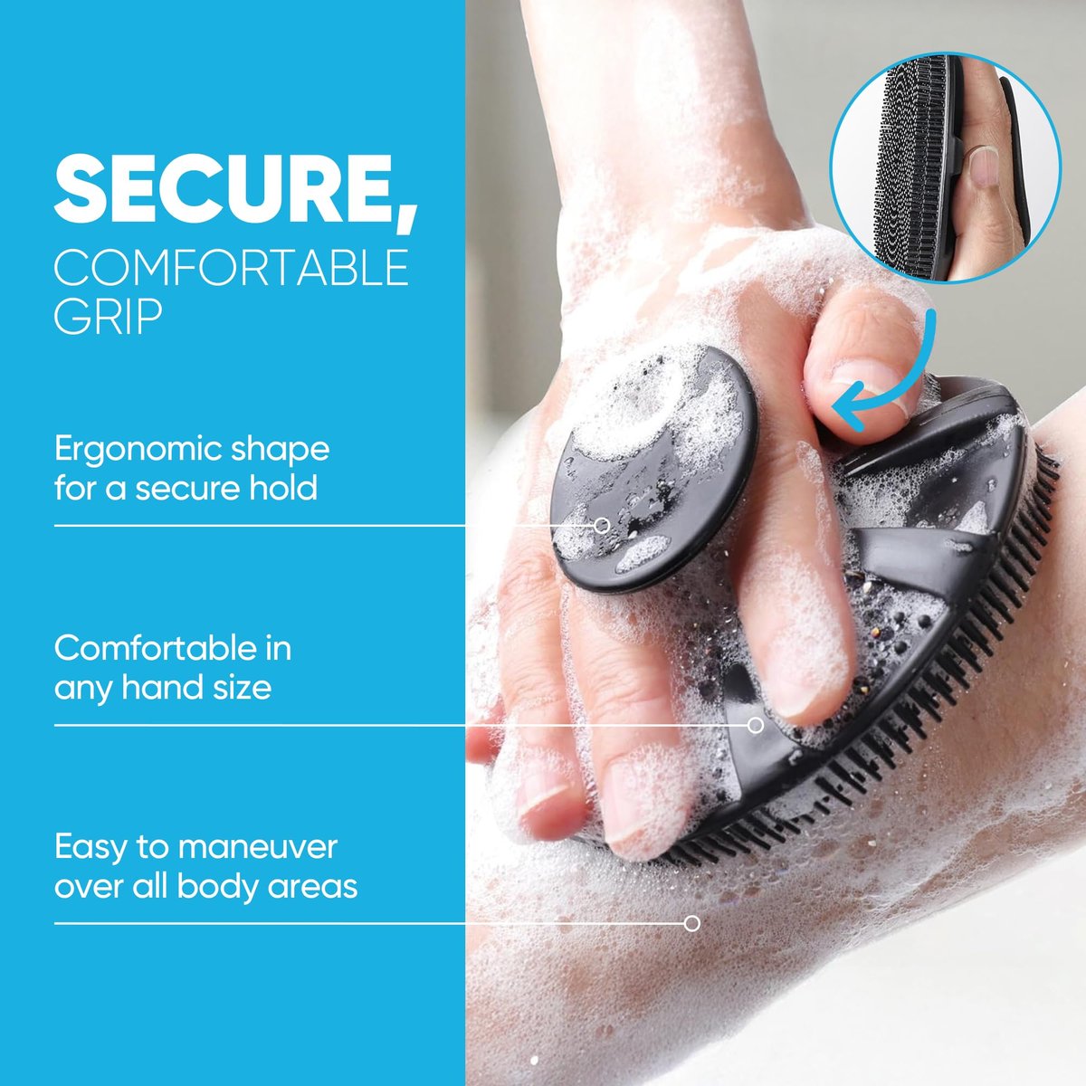 ProBliva Silicone Body Scrubber for Shower - Gentle Exfoliating & Lather Boosting Soft Silicone Cleansing Brush, Deep Clean for Sweat- and Moisture-Prone Areas with Body Wash, for Men & Women Avelisse