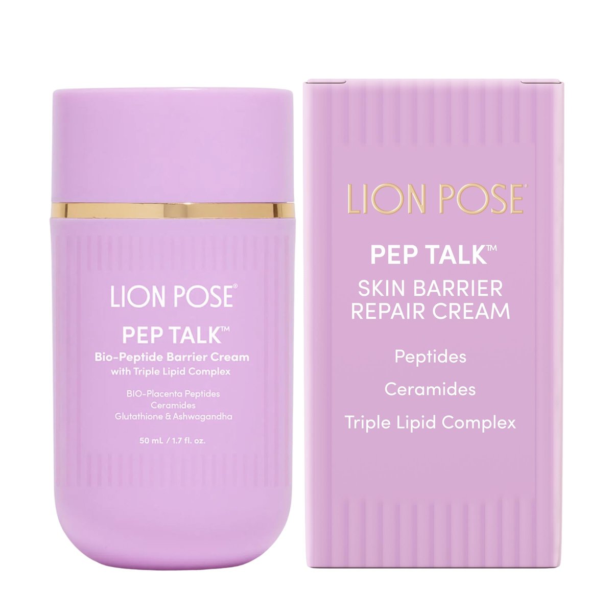 LION POSE Pep Talk Bio-Placenta Barrier Repair Cream for Redness & Dryness - Face and Body Moisturizer with Ceramides, Glutathione, and Ashwagandha - 1.7 fl oz Avelisse