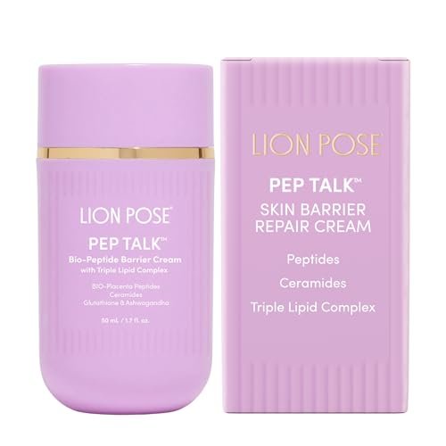 LION POSE Pep Talk Bio-Placenta Barrier Repair Cream for Redness & Dryness - Face and Body Moisturizer with Ceramides, Glutathione, and Ashwagandha - 1.7 fl oz Avelisse