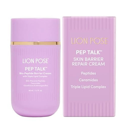 LION POSE Pep Talk Bio-Placenta Barrier Repair Cream for Redness & Dryness - Face and Body Moisturizer with Ceramides, Glutathione, and Ashwagandha - 1.7 fl oz Avelisse