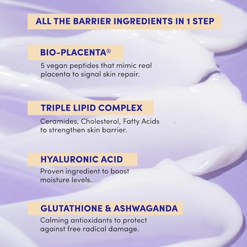 LION POSE Pep Talk Bio-Placenta Barrier Repair Cream for Redness & Dryness - Face and Body Moisturizer with Ceramides, Glutathione, and Ashwagandha - 1.7 fl oz Avelisse